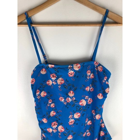 Loft Beach Beach Floral Print One Piece Ruched Swimsuit Wire Bra No Padding L - Picture 2 of 6